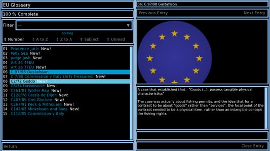 Built-in menu to check legal cases and legislation.