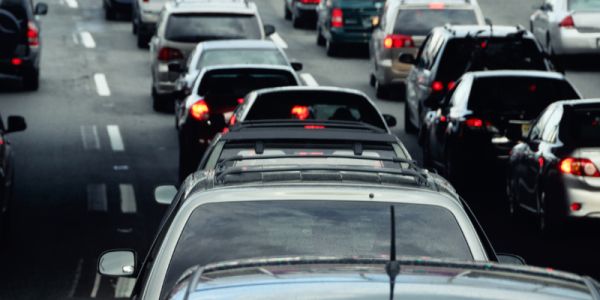 A crowded traffic jam.