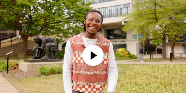 Student talking on campus