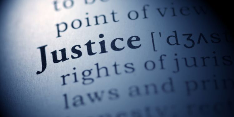 light grey back ground with the words Justice and rights