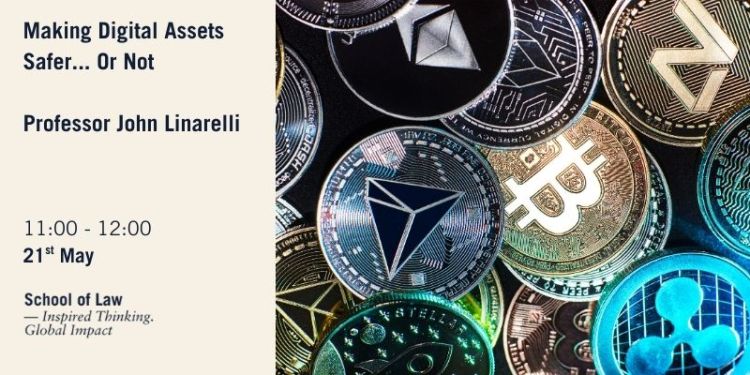 The title of the event next to an image of bitcoins.