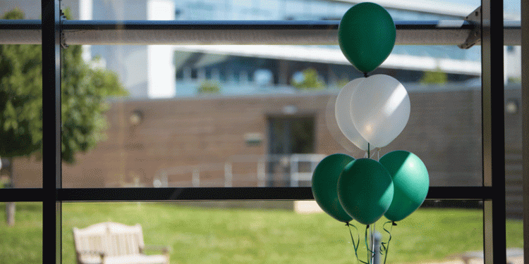 balloons in the Liberty Building window