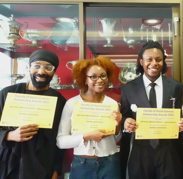 The School of Sociology and Social Policy Ethnic Minority Network with their awards.