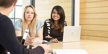 Students in the Liberty Building