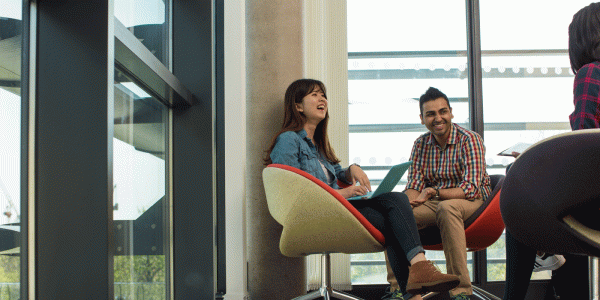 students in the Liberty Building