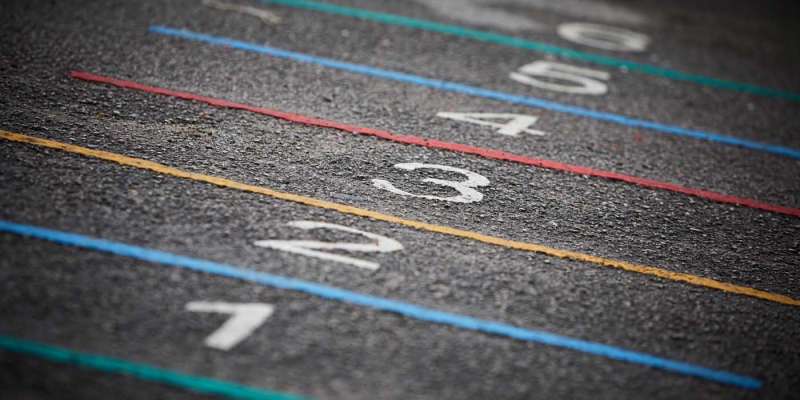 Numbers painted on a school playground