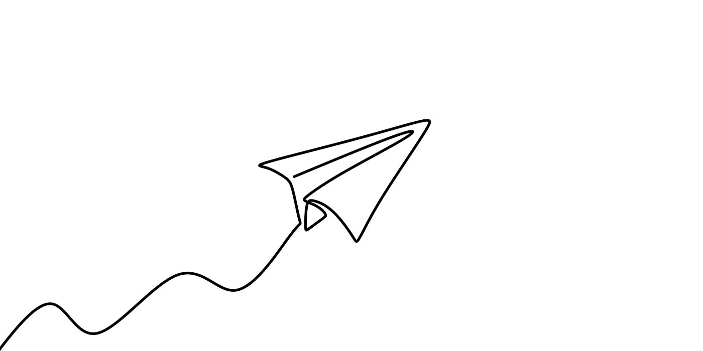 Illustration of a line turning into a paper aeroplane
