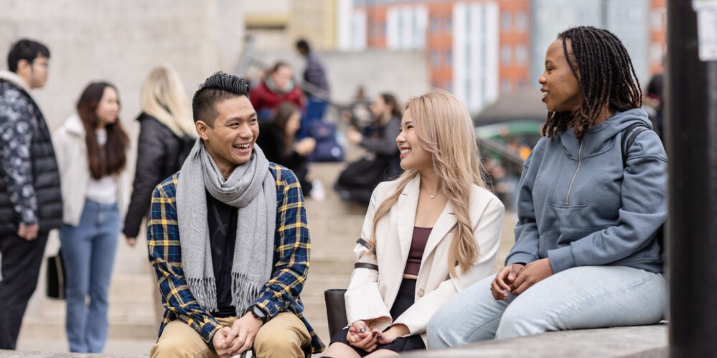 Students talking on campus