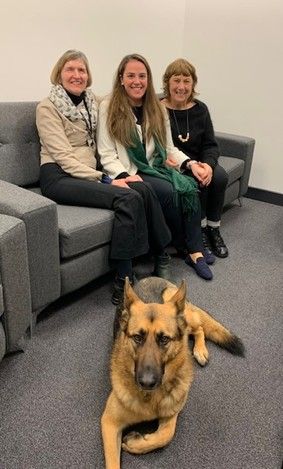 Dr Pearl's viva day: left to right - Professor Anna Lawson, Alex Pearl, Dr Julie Wallbank, and Mr Finn.