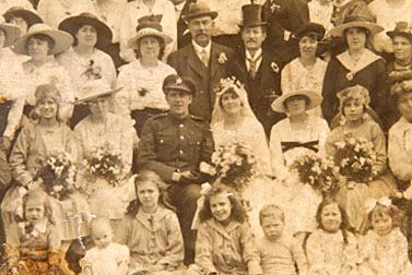 Black and white wedding image from early 20th century