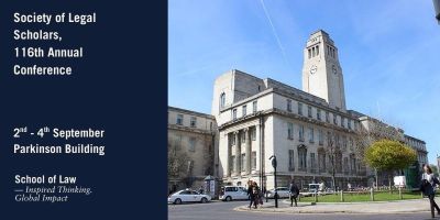 The words Society of Legal Scholars,
116th Annual Conference next to a picture of the Parkinson Building.