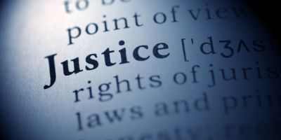 light grey back ground with the words Justice and rights