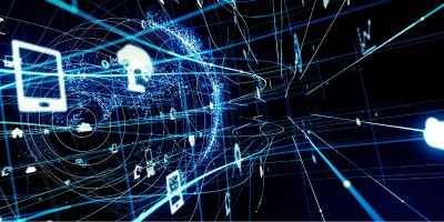An abstract image of a network with many different devices