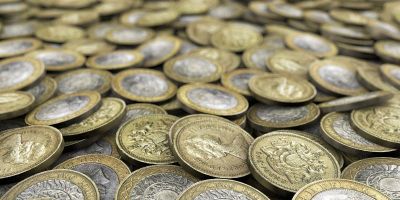 A pile of pound coins.