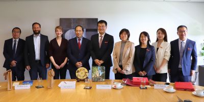 Group photo of academic staff from the School of Law at Leeds meeting with visiting delegates from Northwestern Polytechnical University, China.