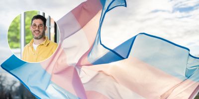 Transgender flag, and image of patricio