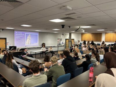 The audience was full with both students and staff