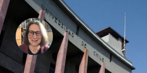 A photo of Universidad de Chile, with a smiling photo of Professor Sommerlad in a circle frame.
