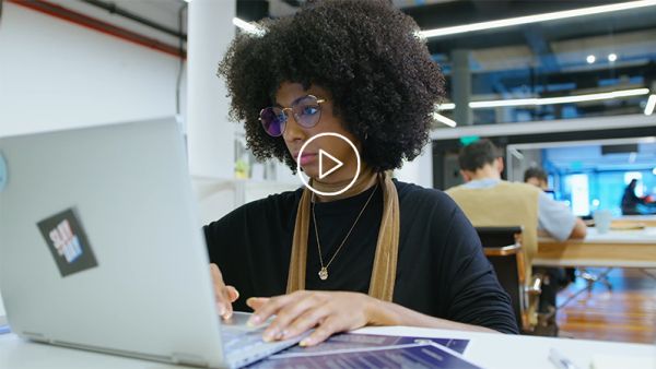 Young woman working at a laptop