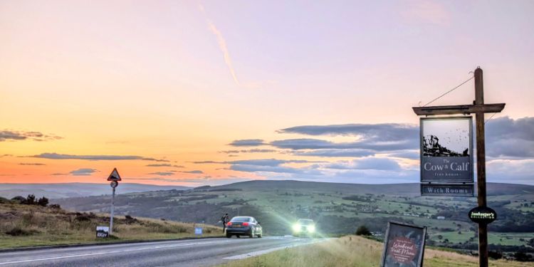 An evening scene near the Cow and Calf in Ilkley