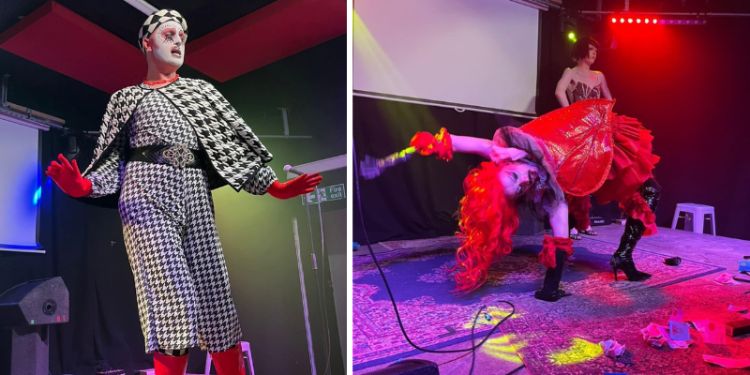 Pop Tart lipsyncing to Living On My Own. Right, Haus of reason celebrating drag houses as ‘found families’. 