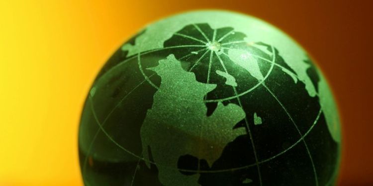 globe on yellow background
