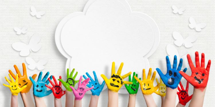 Photograph of children's painted hands