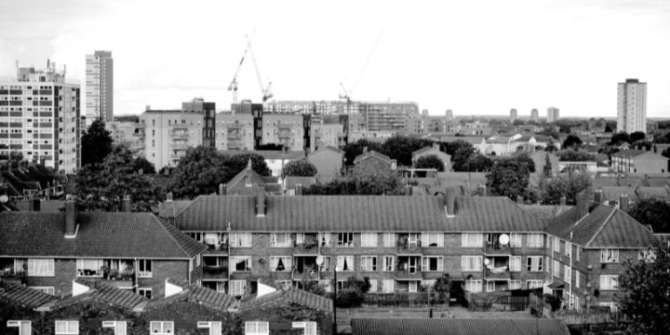 View of British urban townscape