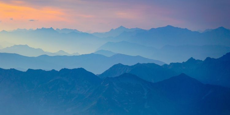 Mountain range at dusk