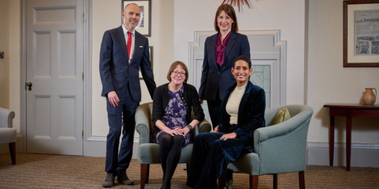 Naga Munchetty sits with University of Leeds staff before the Alice Bacon Lecture 2024-25