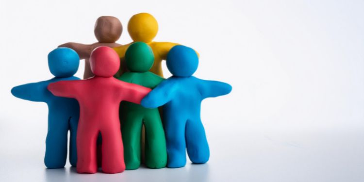 A group of colourful clay people