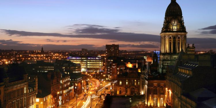 Leeds skyline at dusk