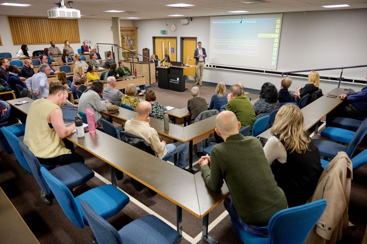 Professor Nicholson delivering his lecture.