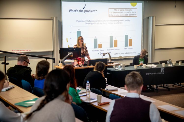 Dr Anna Barker speaking at an event about Safer Parks in May 2023