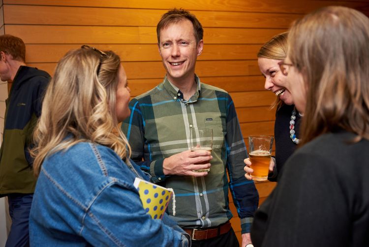 Professor Yeomans and colleagues at the reception after his lecture.