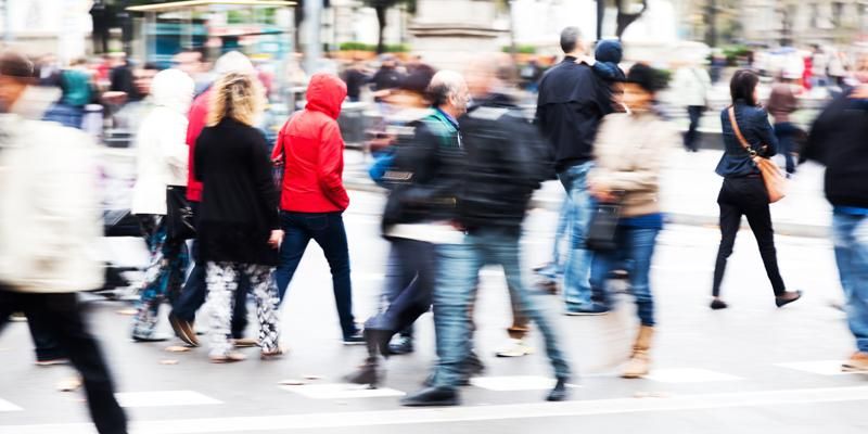 Busy crowd of people in the street