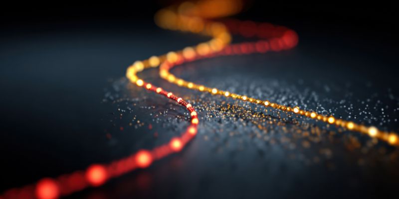 A trail of coloured LED lights