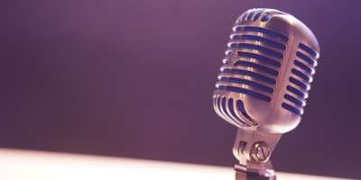 A microphone on a table