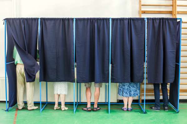 Image of people voting in booths